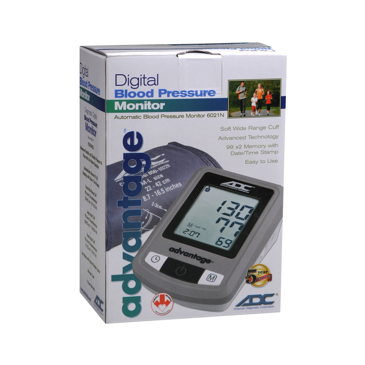 Home Automatic Digital Blood Pressure Monitor Advantage 6021N Series Large Adult Cuff Nylon Cuff 32 - 52 cm Desk Model