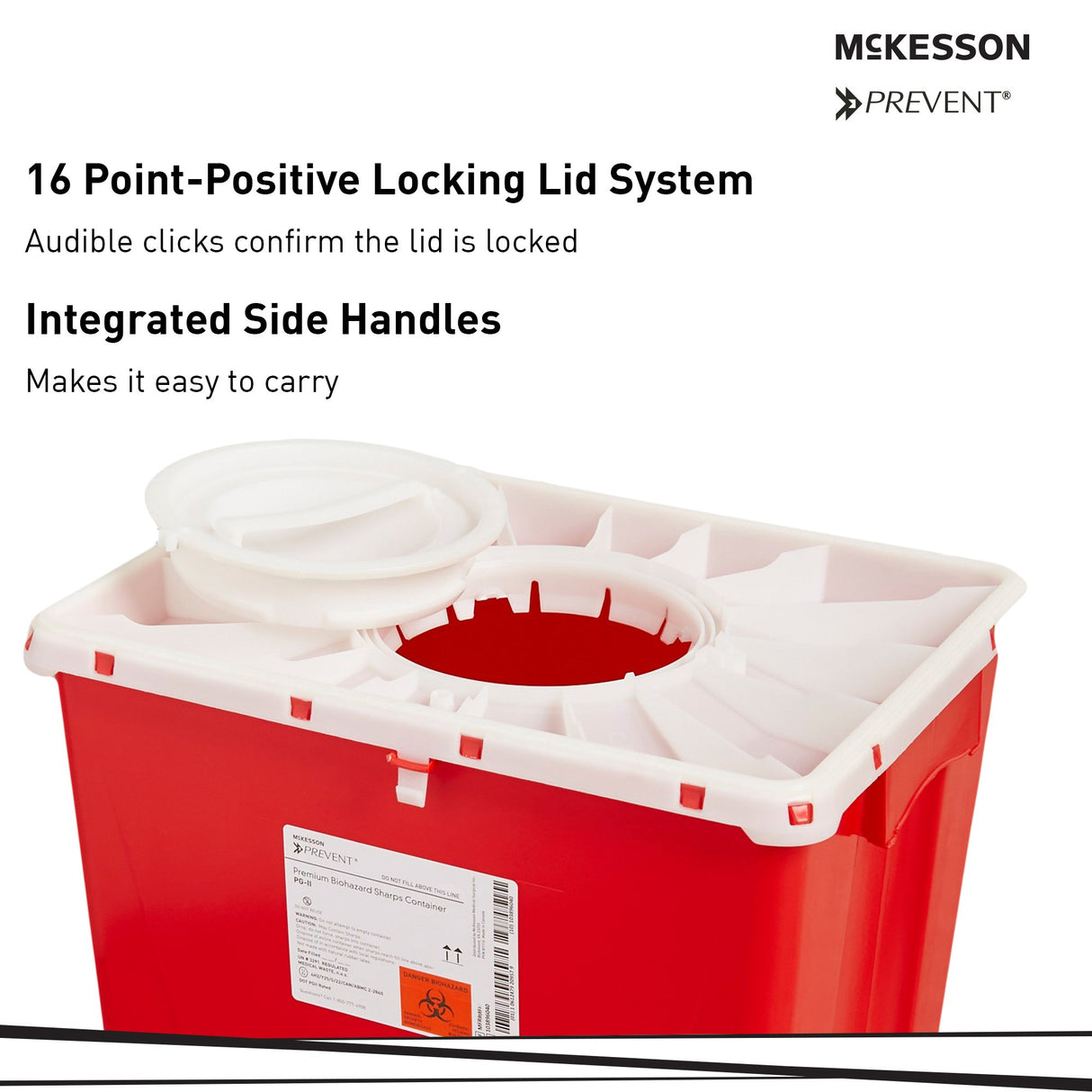 Sharps Container McKesson Prevent Red Base 24-3/5 H X 17-3/10 W X 13 L Inch Vertical Entry 18 Gallon