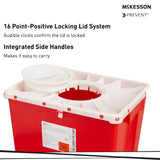 Sharps Container McKesson Prevent Red Base 24-3/5 H X 17-3/10 W X 13 L Inch Vertical Entry 18 Gallon