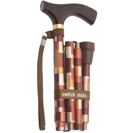 Folding Cane Switch Sticks Aluminum 32 to 37 Inch Height Maple