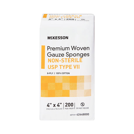 Gauze Sponge McKesson 4 X 4 Inch 8-Ply NonSterile 200 per Pack