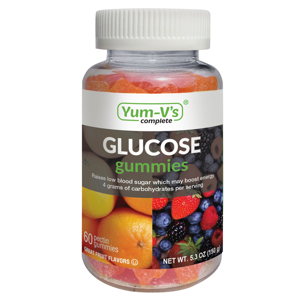 Glucose Supplement YumV's 60 per Bottle Gummy Assorted Flavors