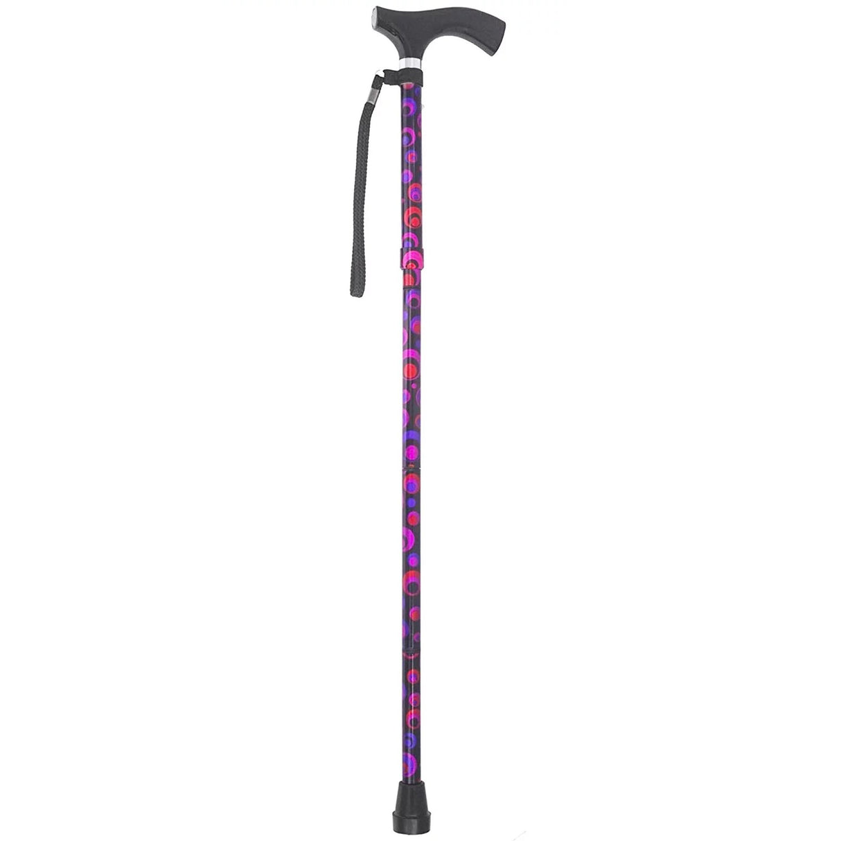 Folding Cane Switch Sticks Aluminum 32 to 37 Inch Height Circle Print