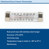 Refrigerator / Freezer Thermometer Fisherbrand Durac Fahrenheit / Celsius -40 to +80F (-40 to +25C) Without External Probe Wall Mount Does Not Require Power