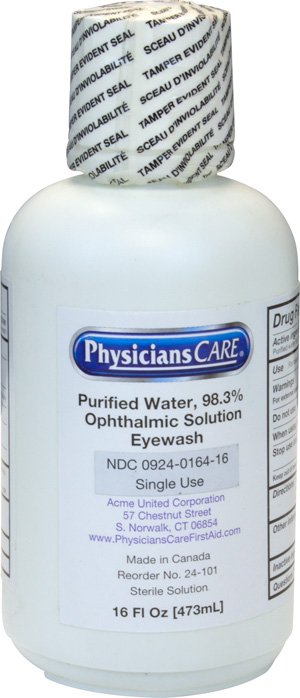 Eyewash Solution The Safety Zone Eye Cup, Buffered Solution 16 oz. Bottle