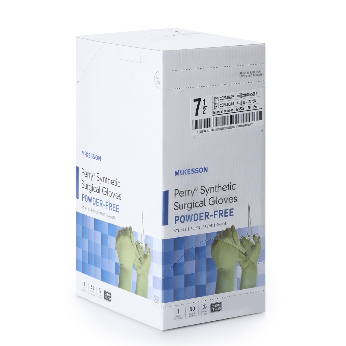 Surgical Glove McKesson Perry Performance Plus Size 7.5 Sterile Polyisoprene Standard Cuff Length Smooth Green Chemo Tested