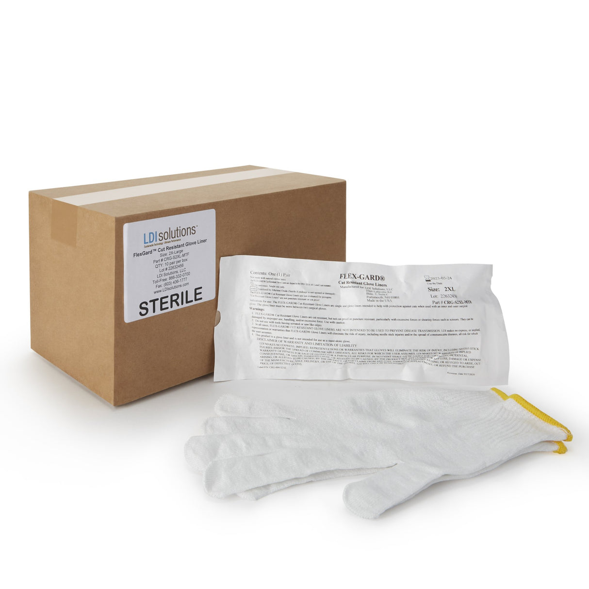Cut Resistant Glove Liner Flex-Gard Full-Finger HDPE / Spandex White 2X-Large
