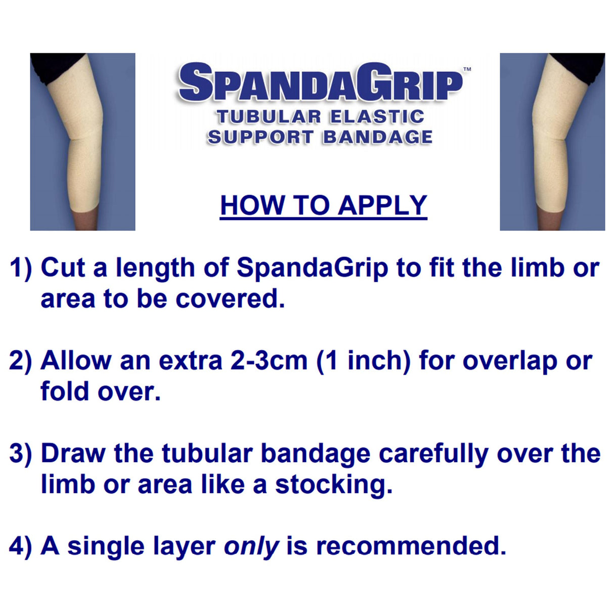 Elastic Tubular Support Bandage SpandaGrip 4 Inch X 11 Yard Large Knee / Medium Thigh Pull On Natural NonSterile Size F Standard Compression