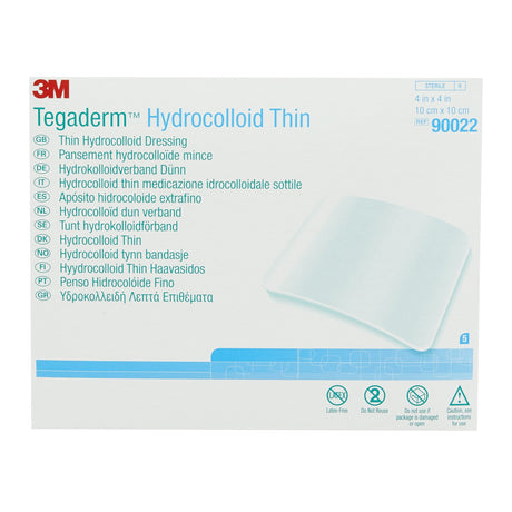 Thin Hydrocolloid Dressing 3M Tegaderm Thin Water Resistant Film 4 X 4 Inch Square Hydrocolloid / Film
