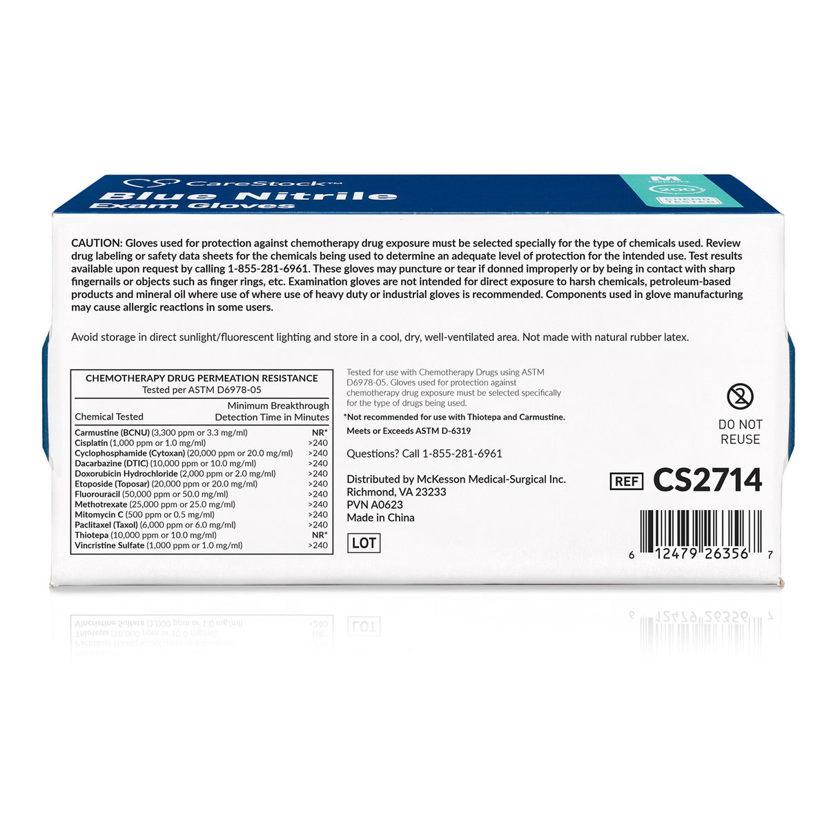 Exam Glove CareStock Medium NonSterile Nitrile Standard Cuff Length Textured Fingertips Blue Chemo Tested