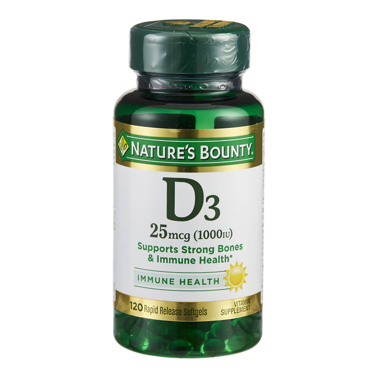 Vitamin Supplement Nature's Bounty Vitamin D 1,000 IU Strength Softgel 100 per Bottle