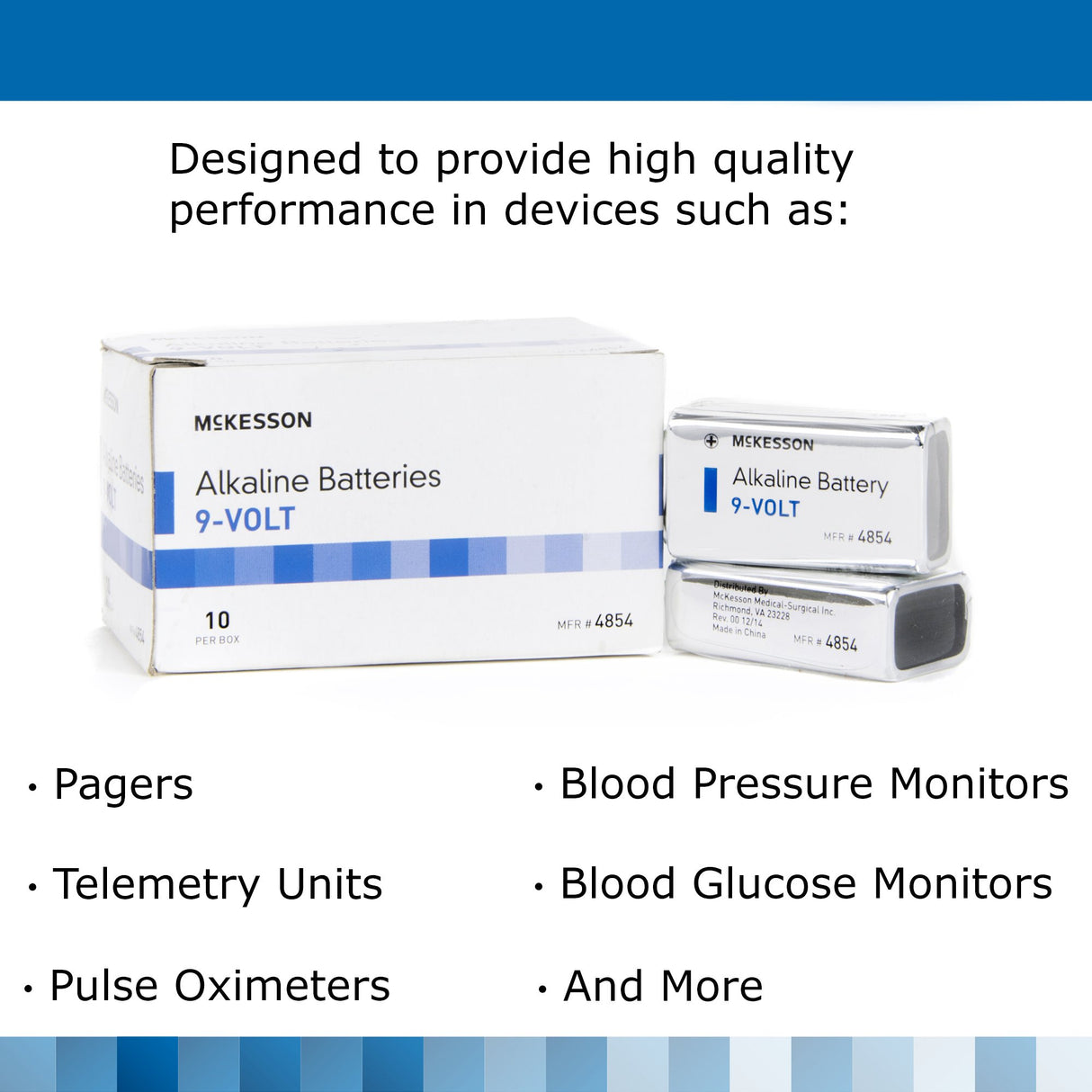 Alkaline Battery McKesson 9V Cell 9V Disposable 10 Pack