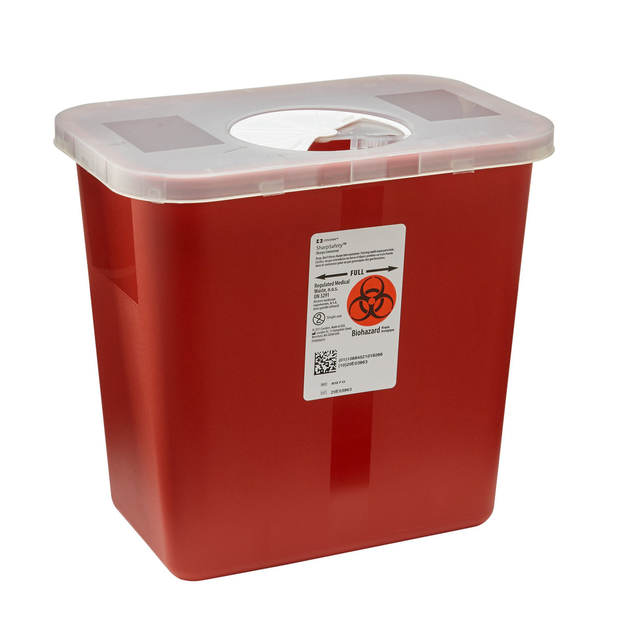 Sharps Container SharpSafety Red Base 10 H X 10-1/2 W X 7-1/4 D Inch Vertical Entry 2 Gallon