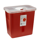 Sharps Container SharpSafety Red Base 10 H X 10-1/2 W X 7-1/4 D Inch Vertical Entry 2 Gallon