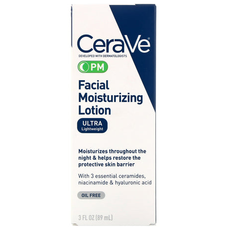Facial Moisturizer CeraVe PM 3 oz. Pump Bottle Unscented Lotion
