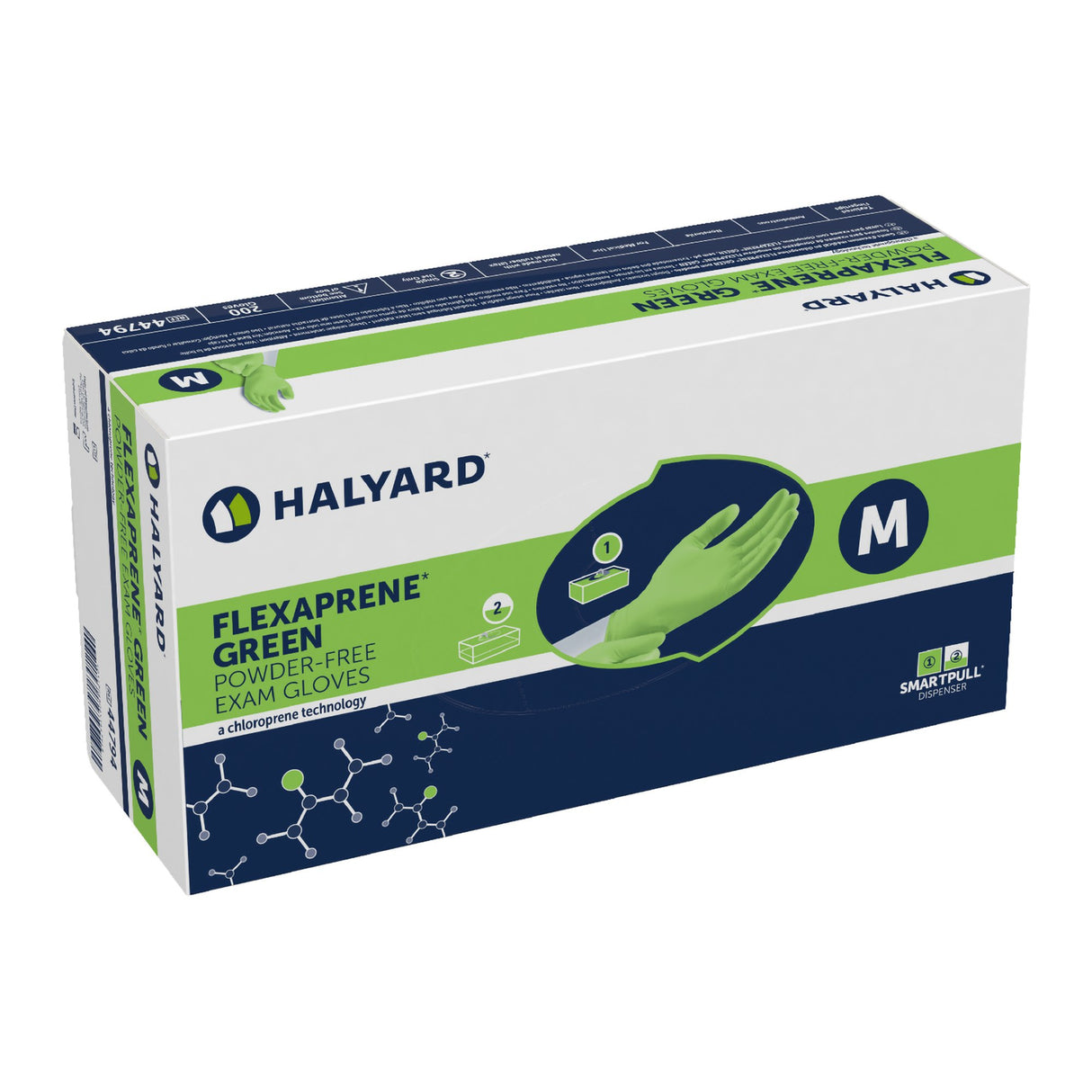 Exam Glove FLEXAPRENE* GREEN Medium NonSterile Chloroprene Standard Cuff Length Textured Fingertips Green Not Rated