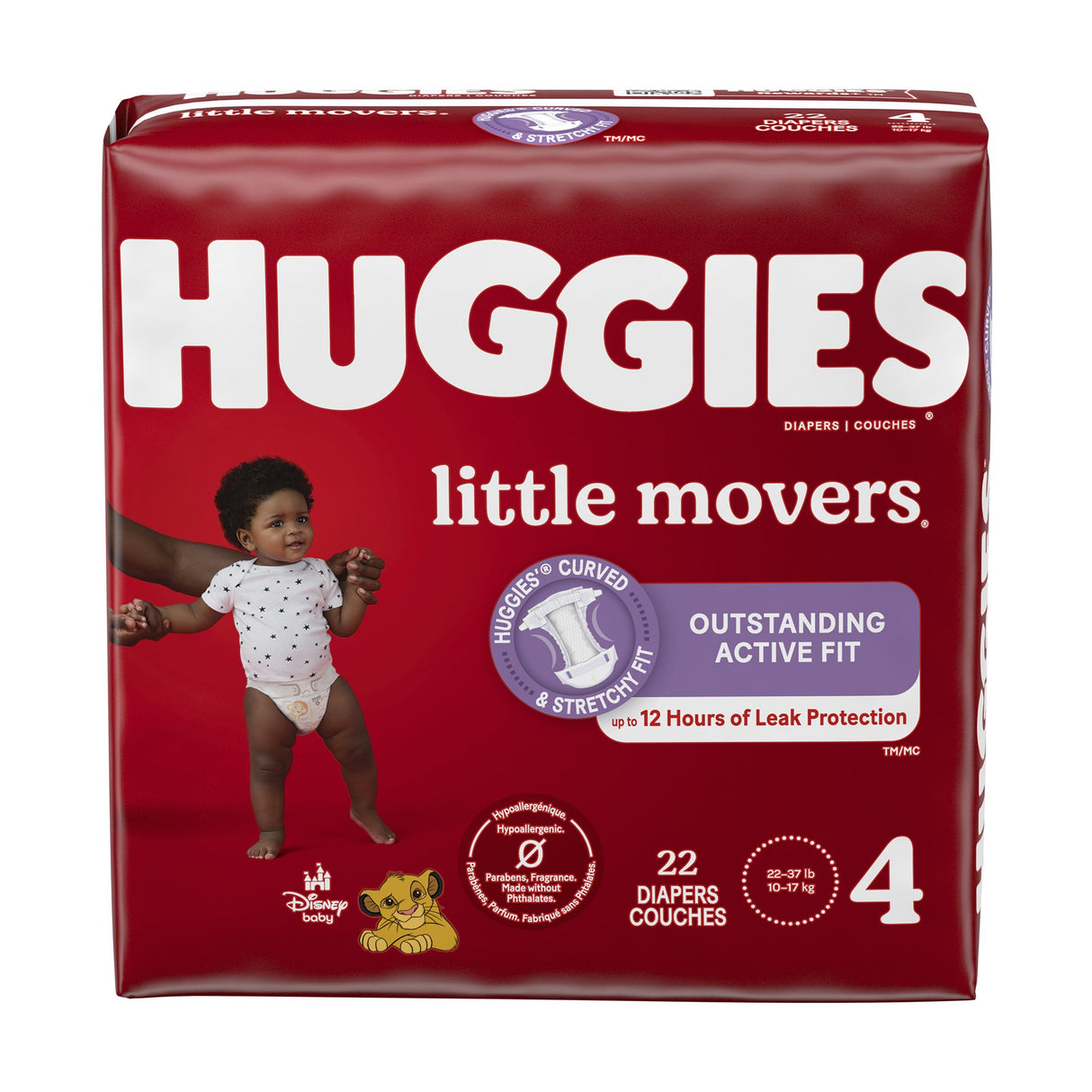 Unisex Baby Diaper Huggies Little Movers Size 4 Disposable Moderate Absorbency