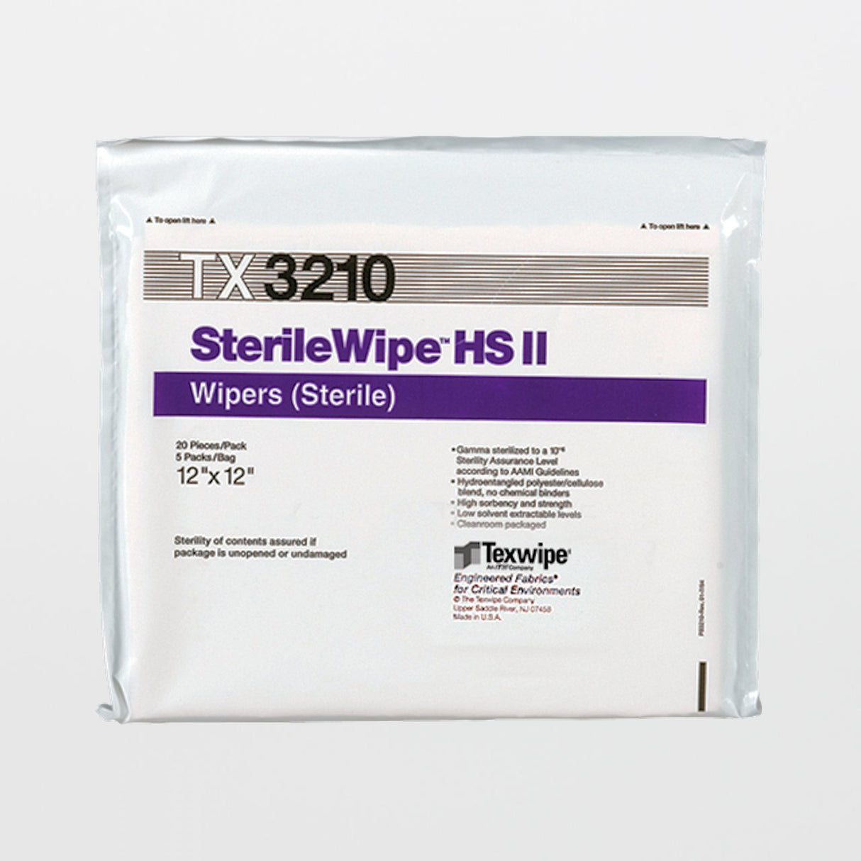 Cleanroom Wipe SterileWipe ISO Class 5 - 8 White Sterile 45% polyester / 55% Cellulose Nonwoven 12 X 12 Inch Reusable