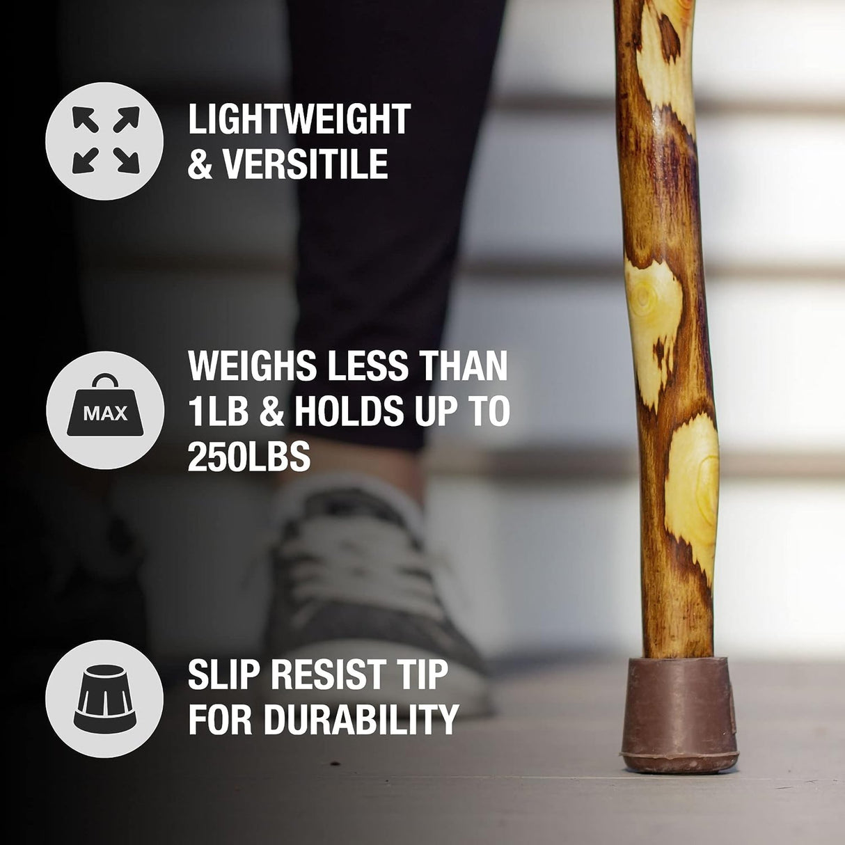 Walking Stick Brazos Free Form Wood 58 Inch Height Hawthorn