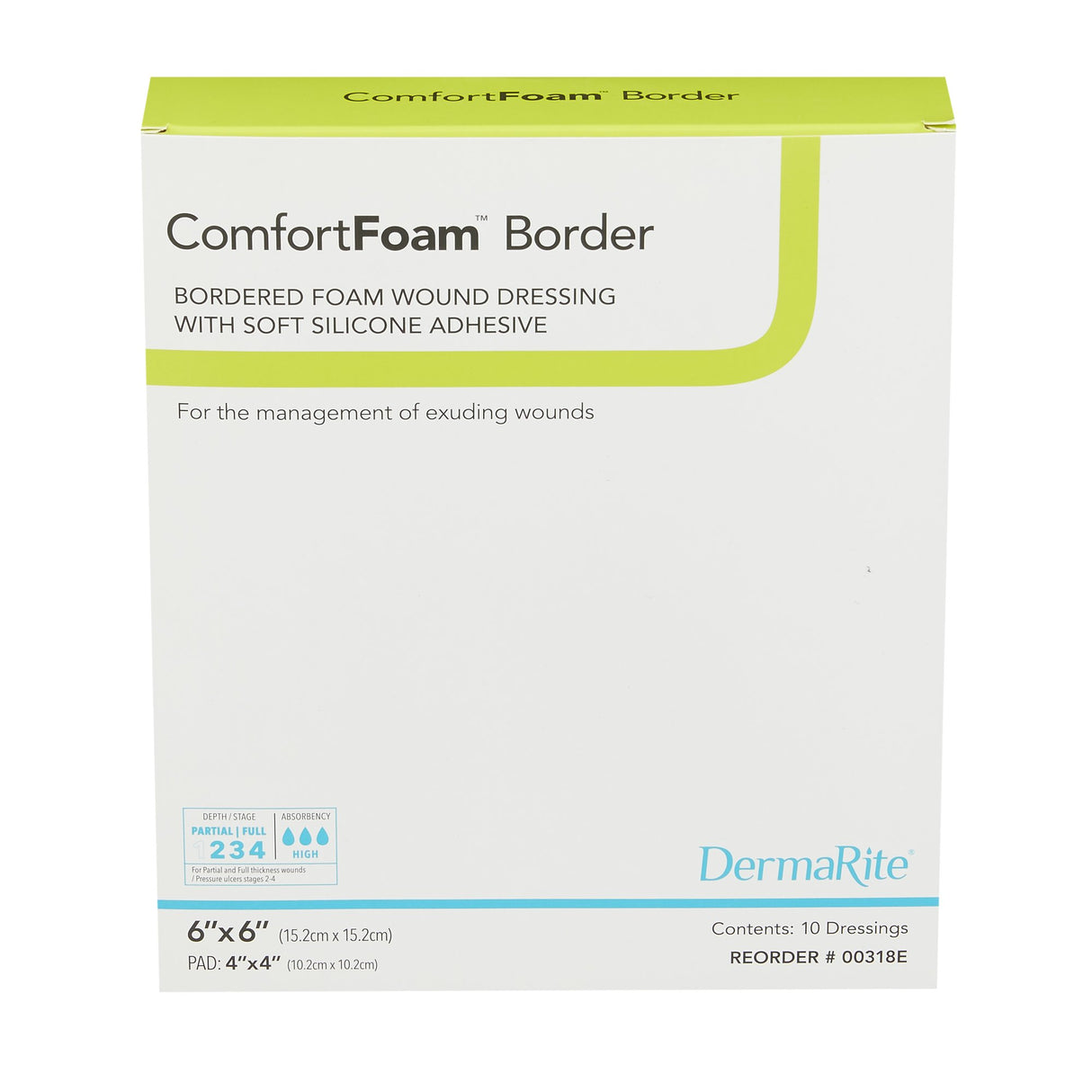 Foam Dressing ComfortFoam 4 X 4 Inch Without Border Film Backing Silicone Face Square Sterile