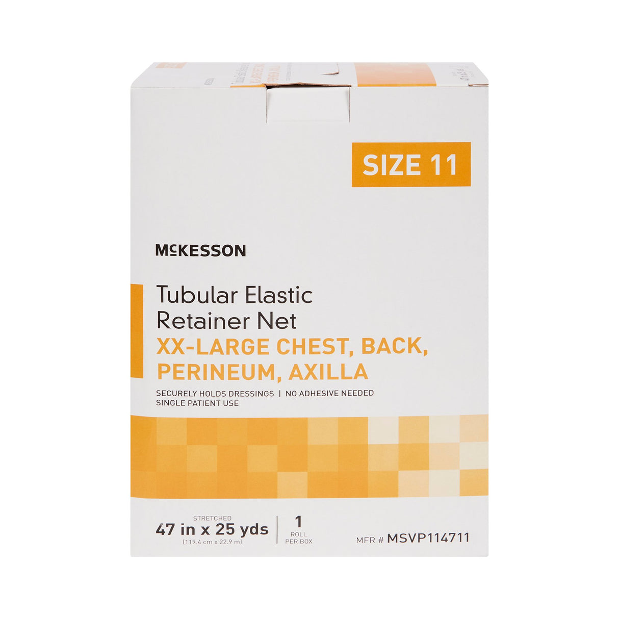 Elastic Net Retainer Dressing McKesson Tubular Elastic 47 Inch X 25 Yard (119.4 cm X 22.9 m) Size 11 White 2X-Large Chest / Back / Perineum / Axilla NonSterile