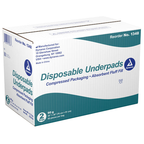 Disposable Underpad Dynarex 30 X 36 Inch Fluff / Polymer Heavy Absorbency