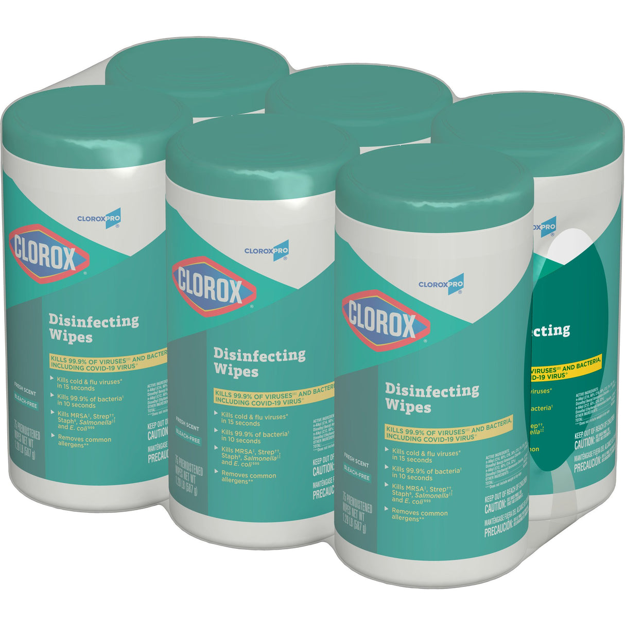 CloroxPro Clorox Surface Disinfectant Premoistened Manual Pull Wipe 75 Count Canister Fresh Scent NonSterile