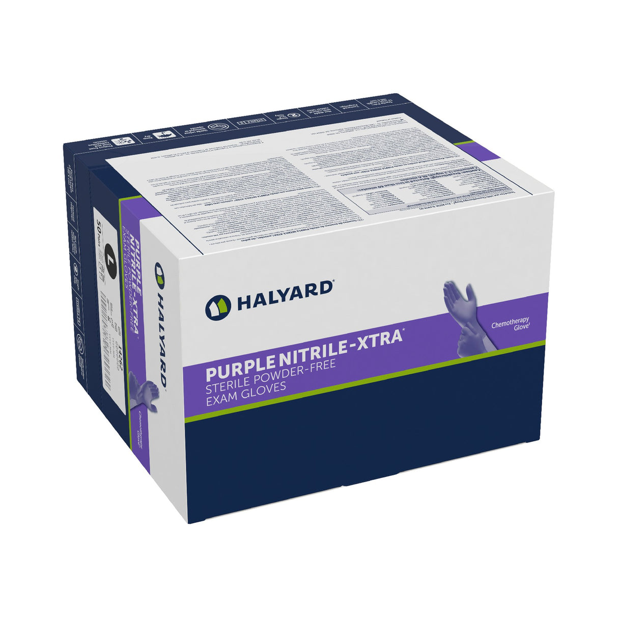 Exam Glove Purple Nitrile-Xtra Large Sterile Pair Nitrile Extended Cuff Length Textured Fingertips Purple Chemo Tested