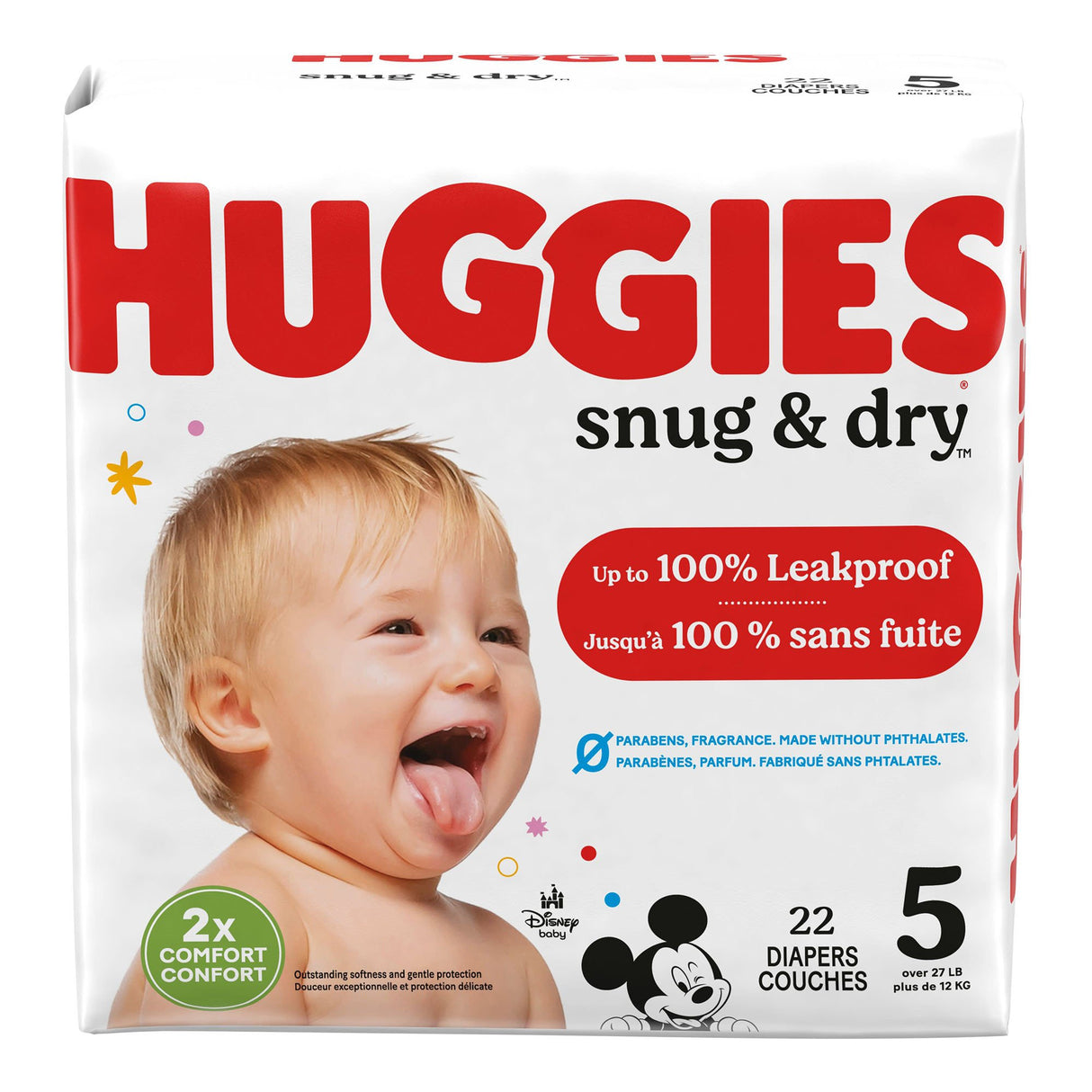 Unisex Baby Diaper Huggies Snug & Dry Size 5 Disposable Heavy Absorbency