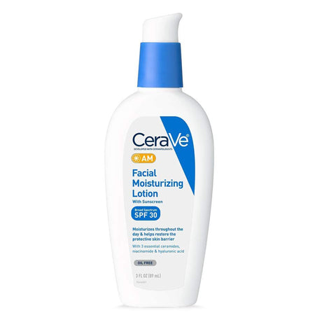 Facial Moisturizer with Sunscreen CeraVe AM 3 oz. Pump Bottle Unscented Lotion