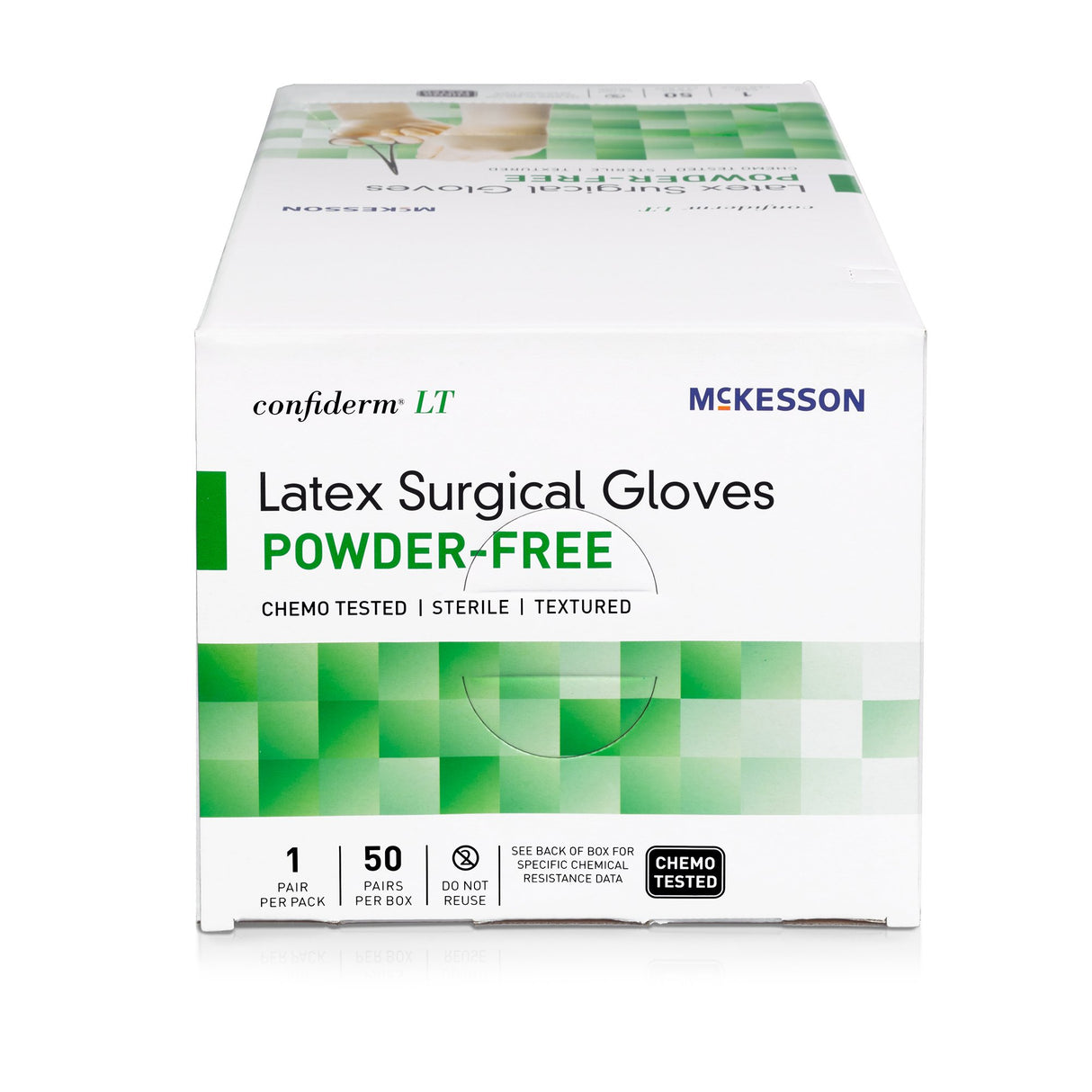 Surgical Glove Confiderm LT Size 7.5 Sterile Latex Standard Cuff Length Fully Textured Ivory Chemo Tested