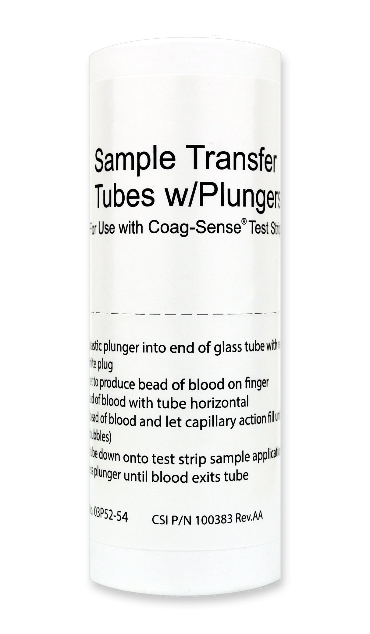 Coag-Sense Sample Transfer Tube For use with Coag-Sense PT1 or PT2 Professional Meter