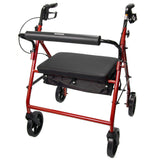 Bariatric 4 Wheel Rollator McKesson Red Adjustable Height / Heavy Duty / Folding Steel Frame
