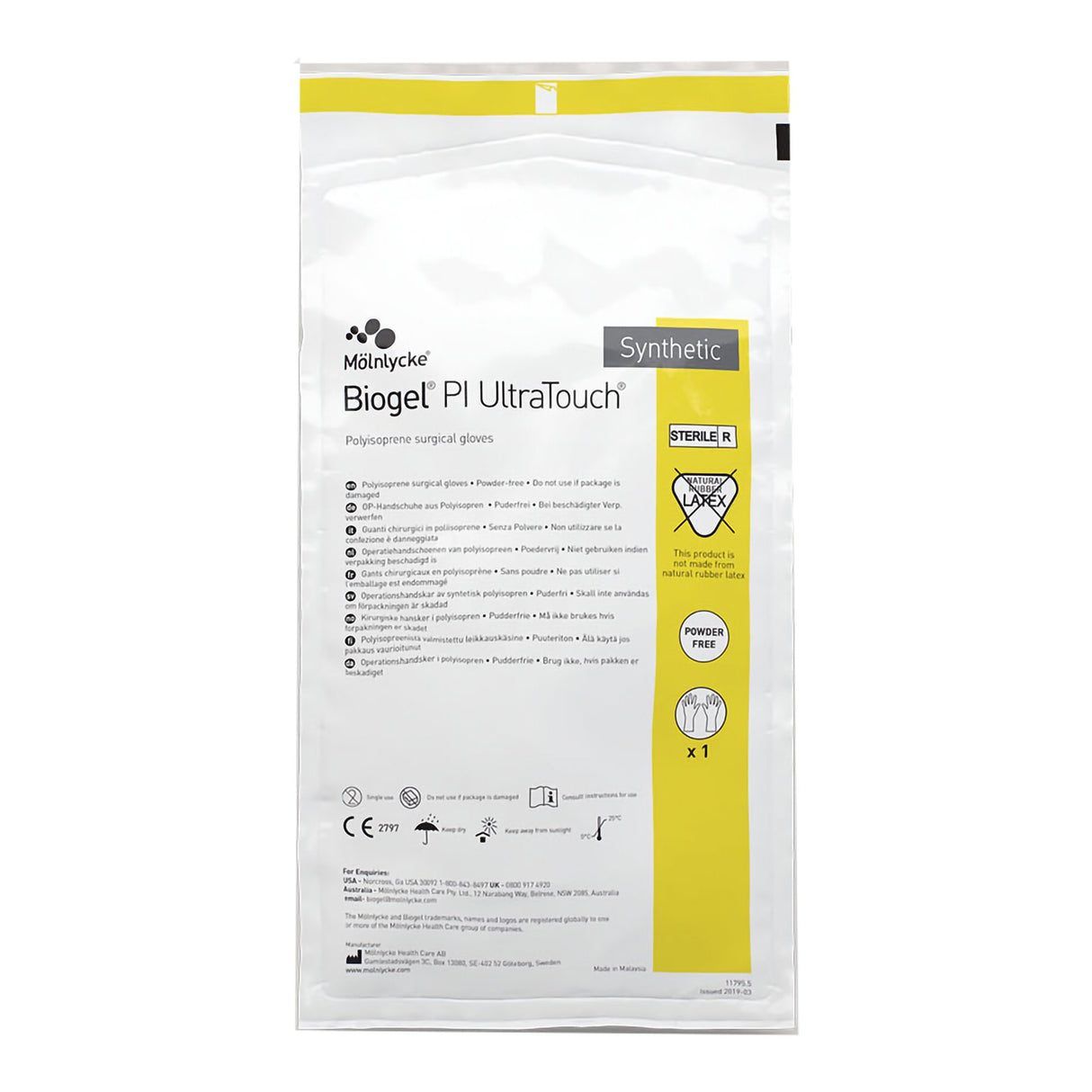 Surgical Glove Biogel PI UltraTouch Size 7 Sterile Polyisoprene Standard Cuff Length Micro-Textured Opaque Beige Chemo Tested