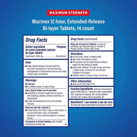 Cold and Cough Relief Mucinex ER 1200 mg Strength Tablet