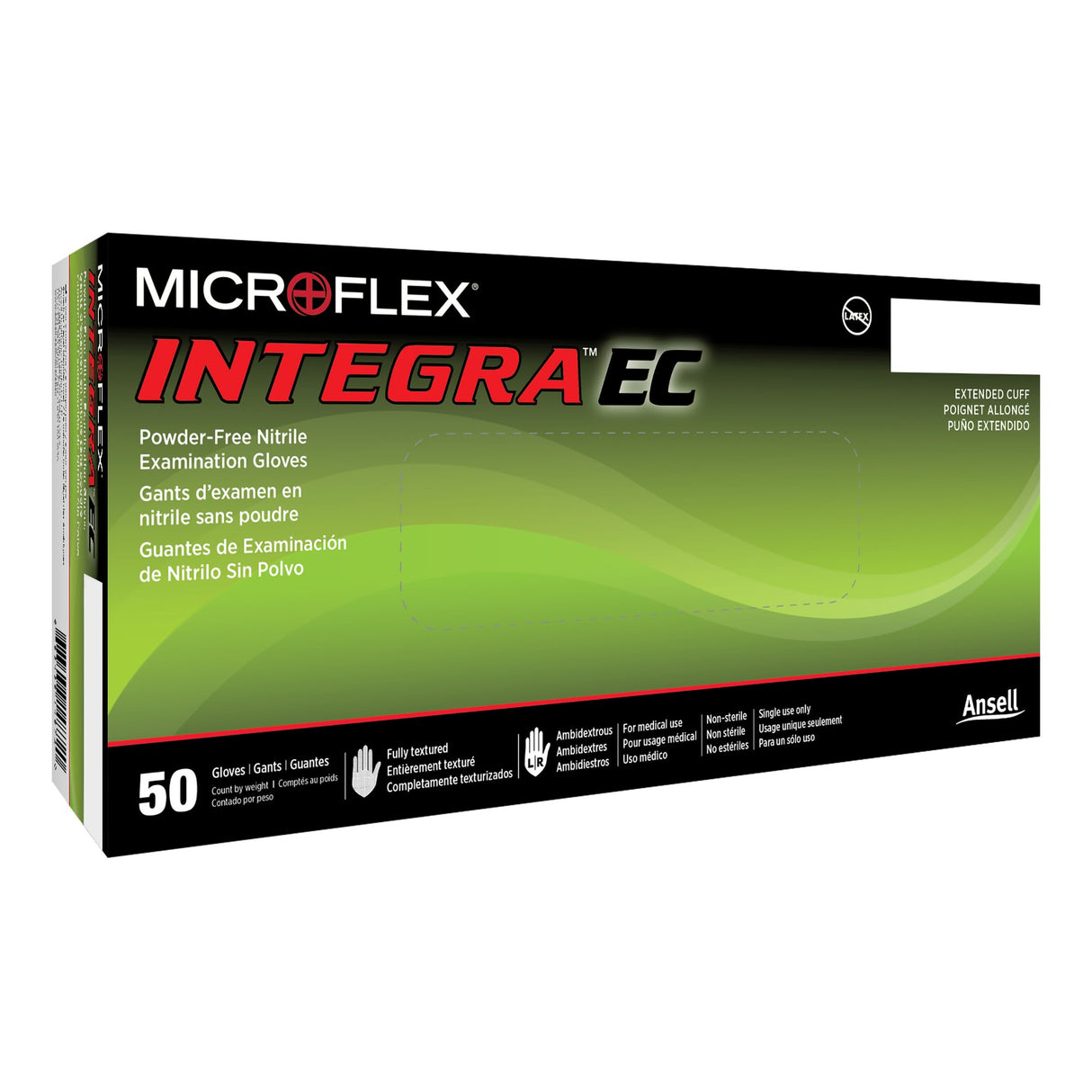 Exam Glove Integra EC Large NonSterile Nitrile Extended Cuff Length Fully Textured Blue Not Rated