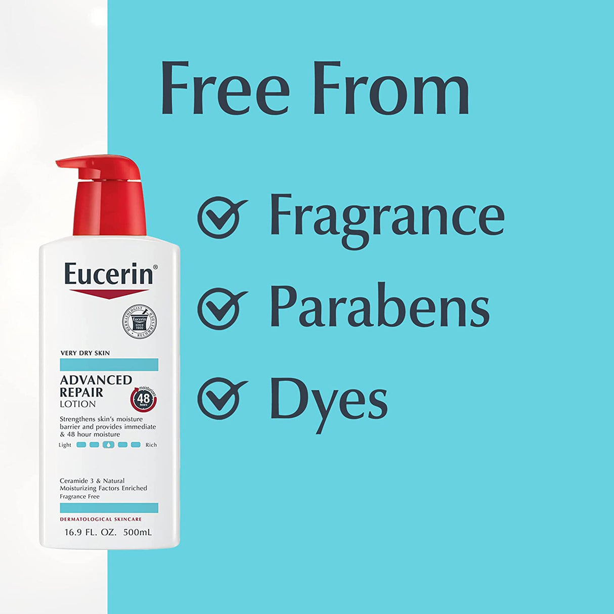 Hand and Body Moisturizer Eucerin Advanced Repair 16.9 oz. Pump Bottle Unscented Lotion