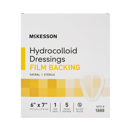 Hydrocolloid Dressing McKesson Waterproof Film Backing 6 X 7 Inch Sacral Hydrocolloid / Film