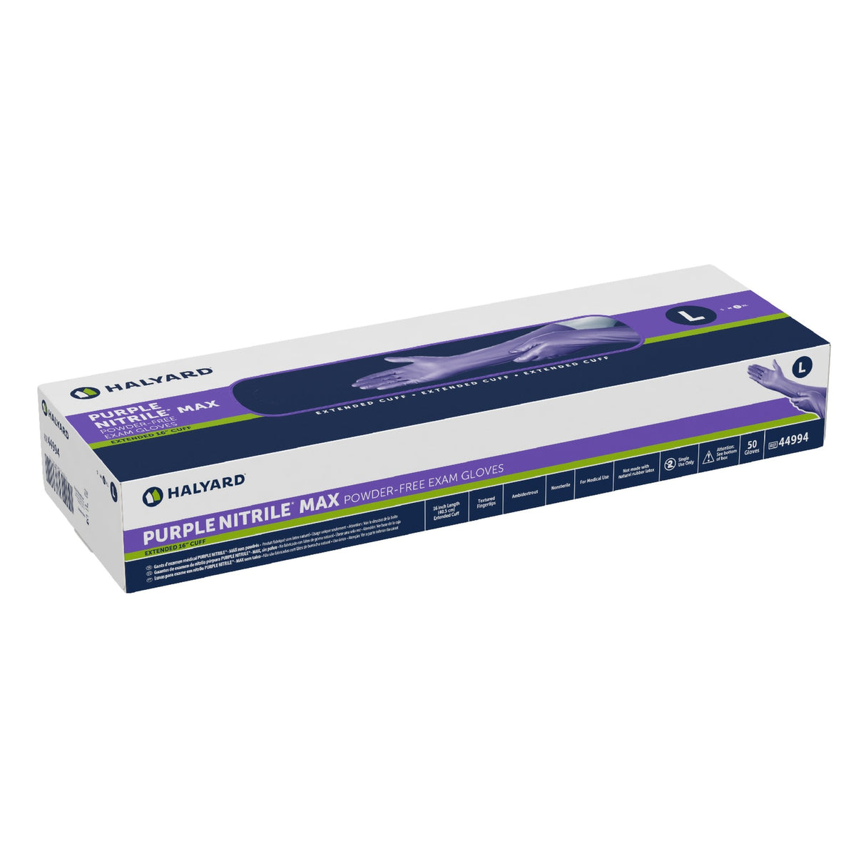 Exam Glove Purple Nitrile Max Large NonSterile Nitrile Extended Cuff Length Fully Textured Purple Not Rated