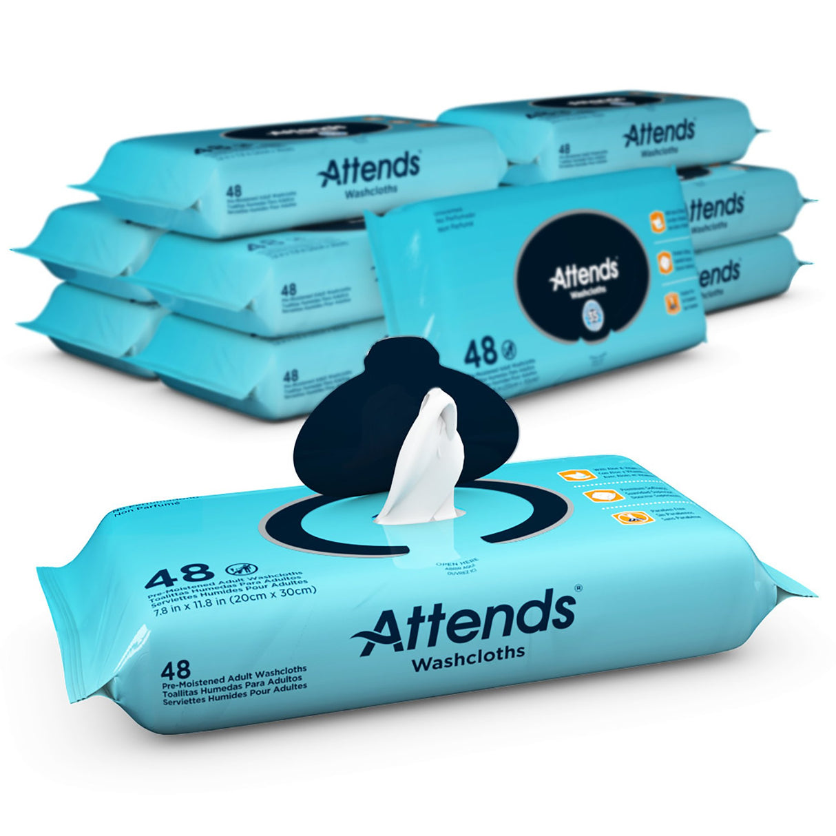 Personal Cleansing Wipe Attends Soft Pack Unscented 48 Count