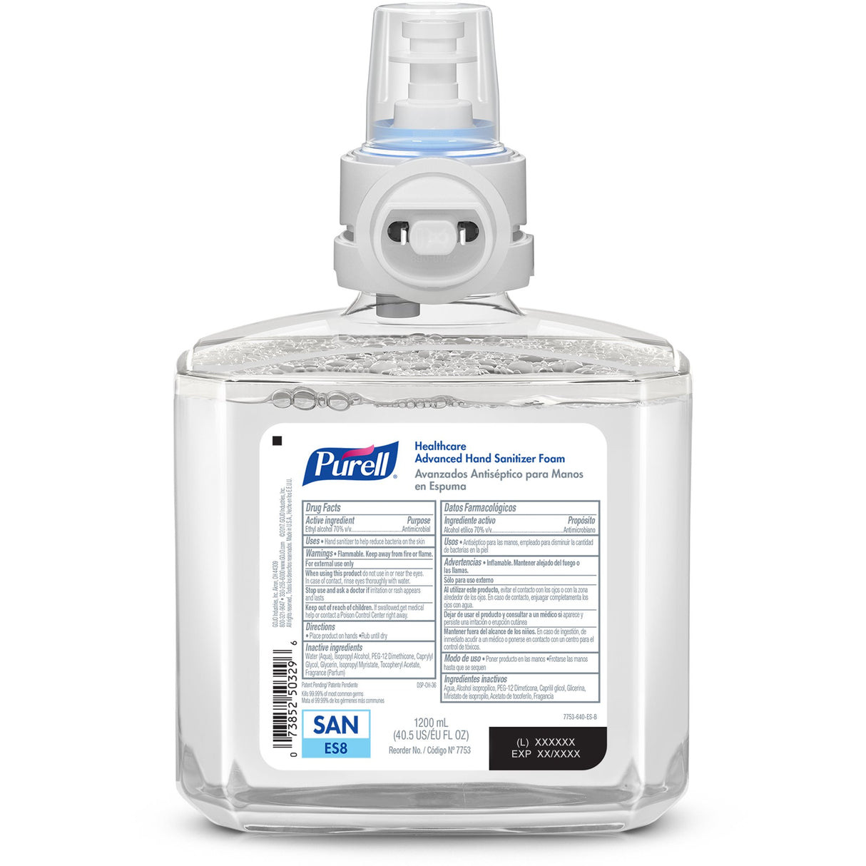 Hand Sanitizer Purell Healthcare Advanced 1,200 mL Ethyl Alcohol Foaming Dispenser Refill Bottle