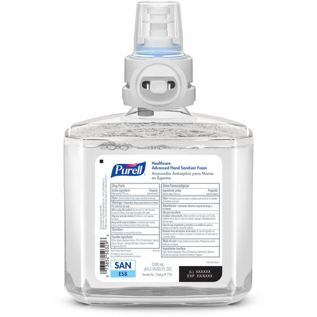 Hand Sanitizer Purell Healthcare Advanced 1,200 mL Ethyl Alcohol Foaming Dispenser Refill Bottle