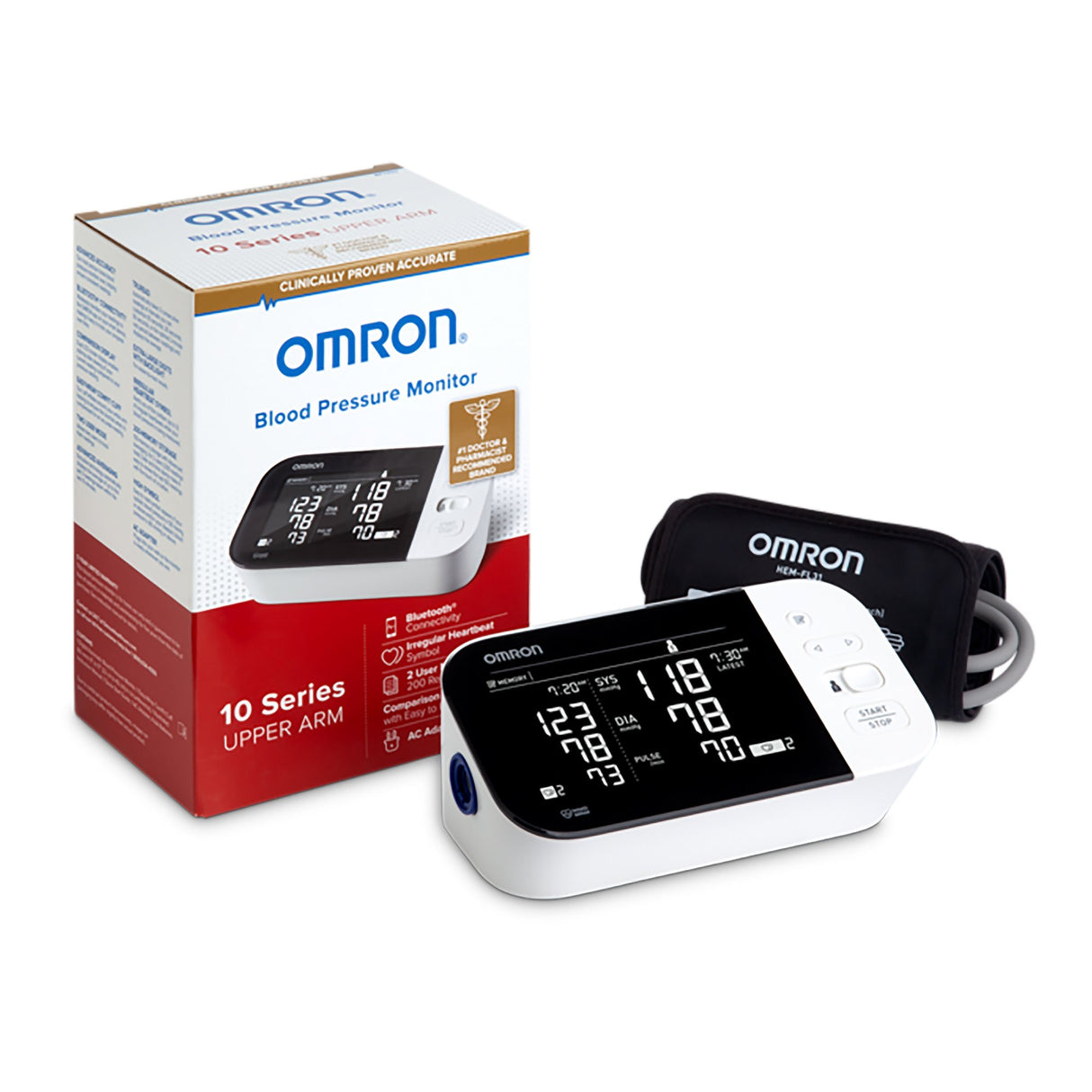 Home Automatic Digital Blood Pressure Monitor Omron 10 Series Wide Range Cloth Fabric Cuff 23 - 43 cm Desk Model