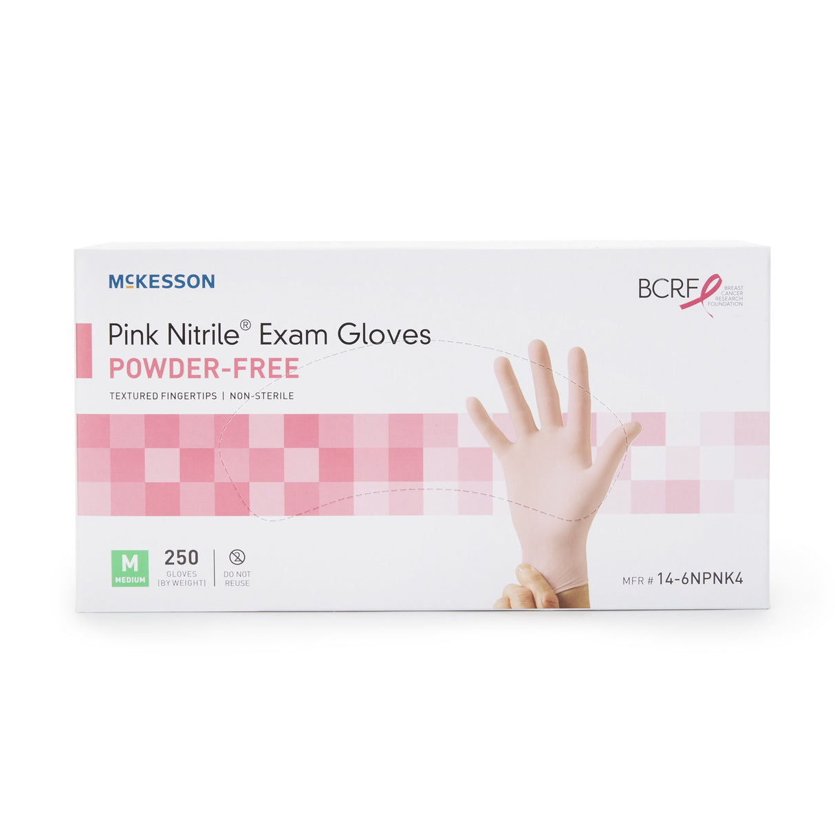 Exam Glove McKesson Pink Nitrile Medium NonSterile Nitrile Standard Cuff Length Textured Fingertips Pink Not Rated