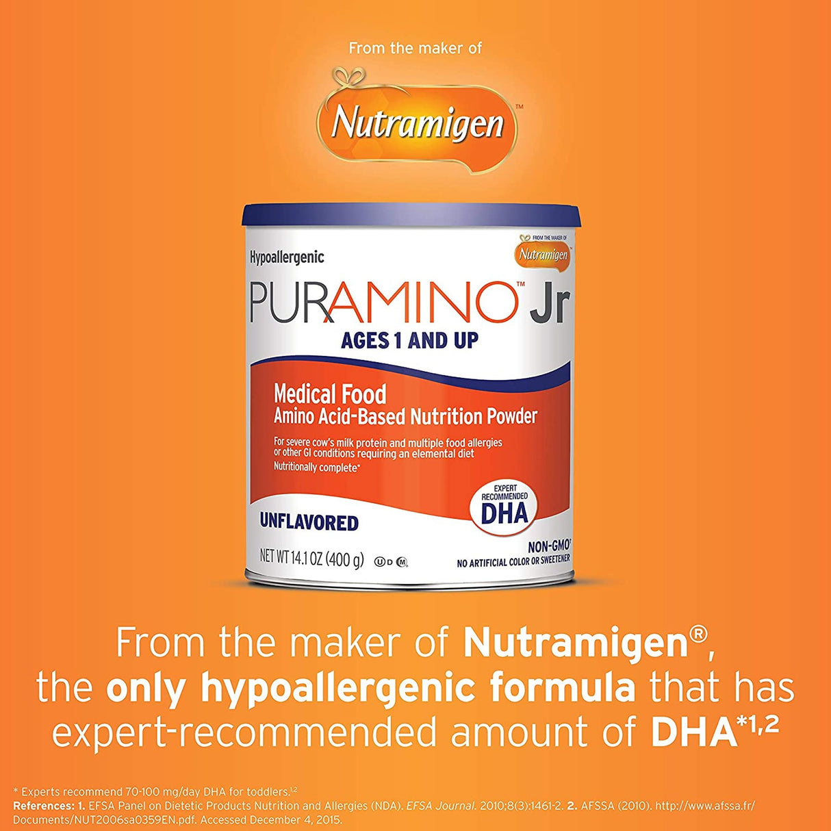 Pediatric Oral Supplement PurAmino Jr Unflavored 14.1 oz. Can Powder Amino Acid Cow's Milk Allergy