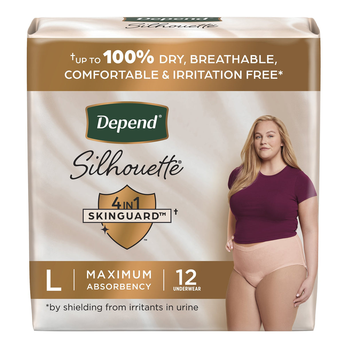 Female Adult Absorbent Underwear Depend Silhouette Waistband Style Large Disposable Heavy Absorbency