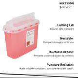 Sharps Container McKesson Prevent Red Base 11 H X 12 W X 4-3/4 D Inch Horizontal Entry 1.35 Gallon