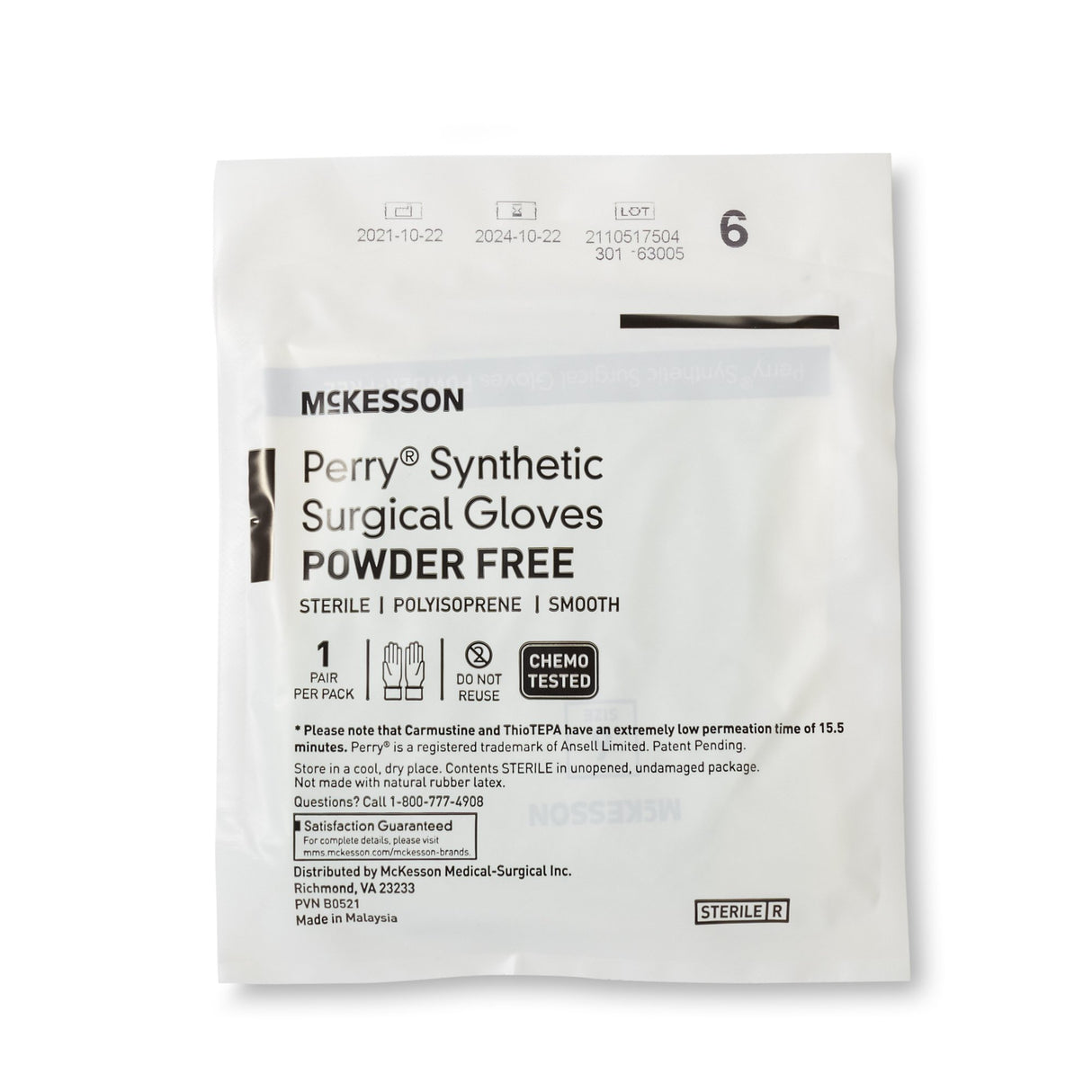 Surgical Glove McKesson Perry Performance Plus Size 6 Sterile Polyisoprene Standard Cuff Length Smooth Green Chemo Tested