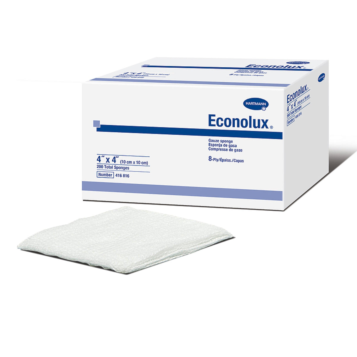 Gauze Sponge Econolux 4 X 4 Inch 8-Ply NonSterile 200 per Pack