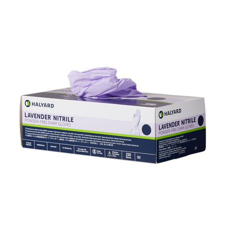 Exam Glove Halyard Lavender X-Small NonSterile Nitrile Standard Cuff Length Textured Fingertips Lavender Not Rated